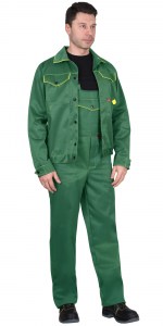 Костюм летний Докер, куртка, п/к зеленый с желтым